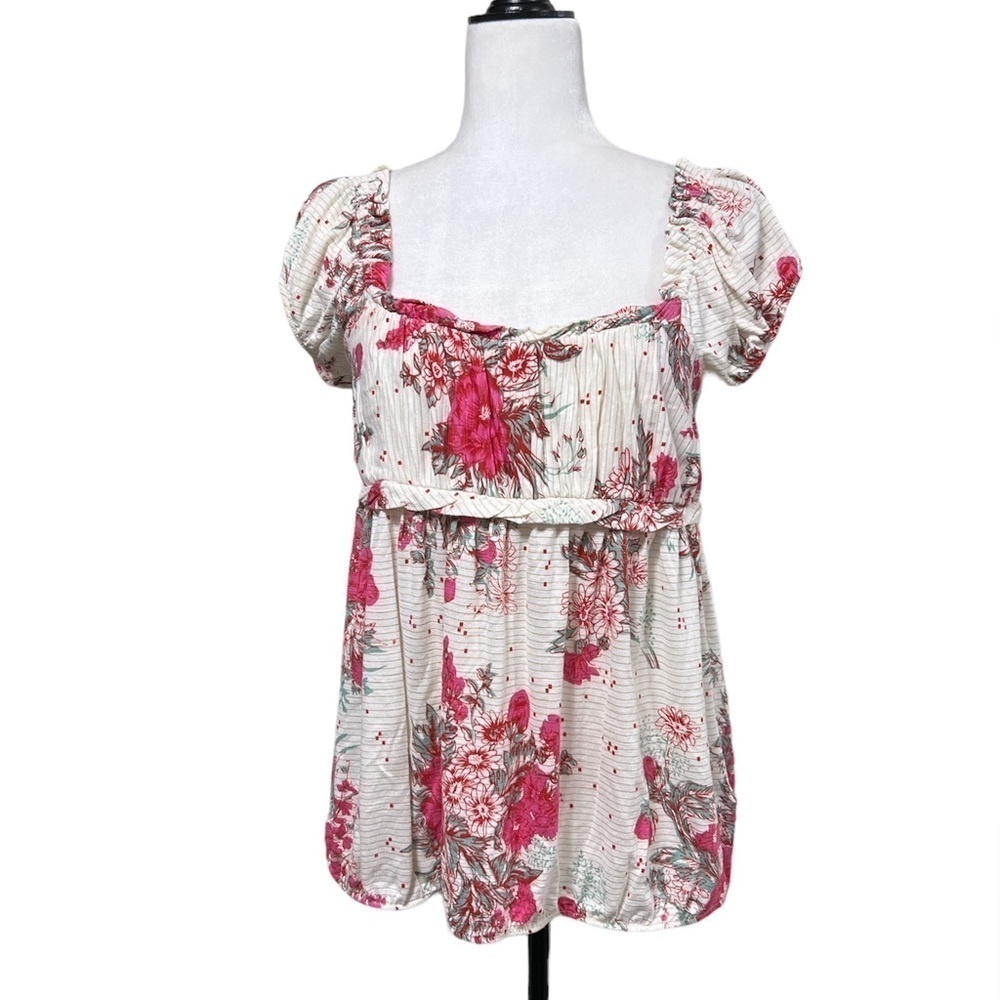 Anthropologie Deletta Floral Cap Sleeve Top
